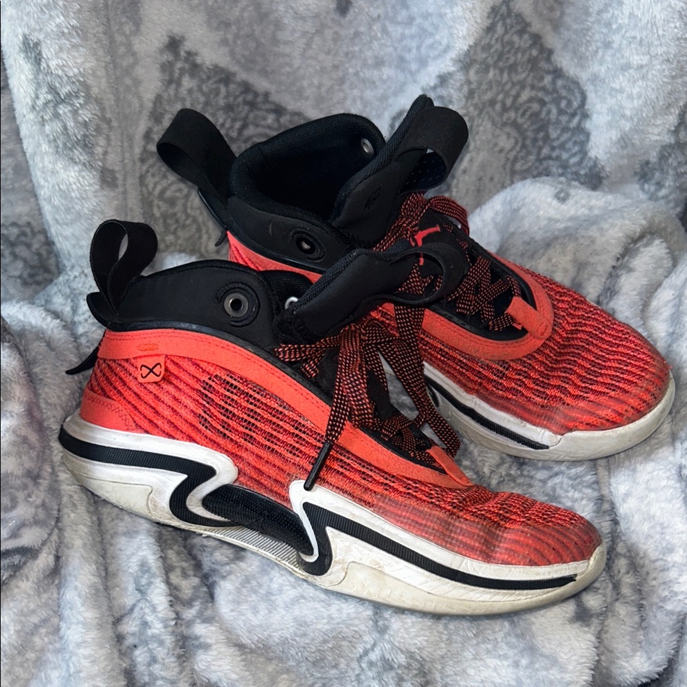 Jordan Kids Red and Black Sneakers used play shoes